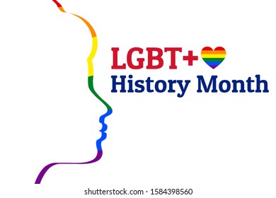 LGBT History Month. Concept of annual month-long observances with traditional rainbow colors. Template for background, banner, card, poster with text inscription. Vector EPS10 illustration