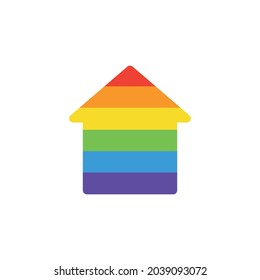 LGBT home icon. Rainbow flag