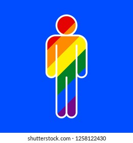 LGBT human sign created using a six-color rainbow flag. This image created for popularize and support the LGBT community in social media. Design graphic element is saved as a vector illustration EPS