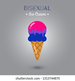 LGBT Ice Cream sign. Icon for bisexual people. -Vector