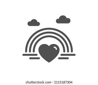 Lgbt icon. Pride rainbow with heart sign. Gender diversity symbol. Classic flat style. Quality design element. Simple lgbt icon. Vector