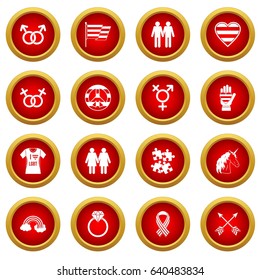 Lgbt icon red circle set isolated on white background