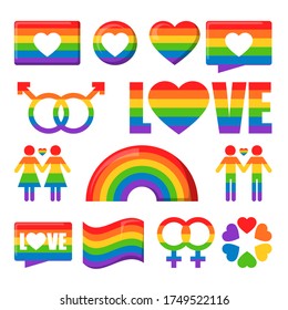 vector de conjunto de iconos LGBT aislado. Mes del orgullo
