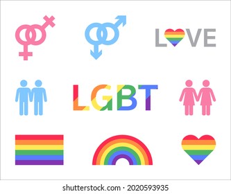 LGBT icon vector set. Gender symbols
