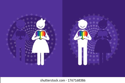 LGBT icon - woman and men are inlove.