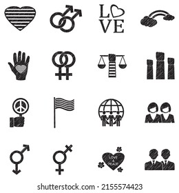 LGBT Icons. Black Scribble Design. Vector Illustration.