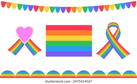 Iconos LGBT sobre fondo blanco. Símbolo de la comunidad del orgullo LGBT. Elementos Rainbow. Conjunto LGBTQ. 