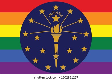 LGBT Indiana Hoosier Gay Pride Rainbow Flag