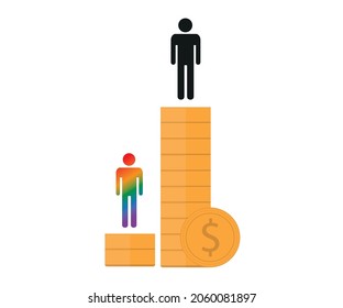 LGBT job opportunities, salary equality, equal opportunity concepts. vector editable business and money concept.