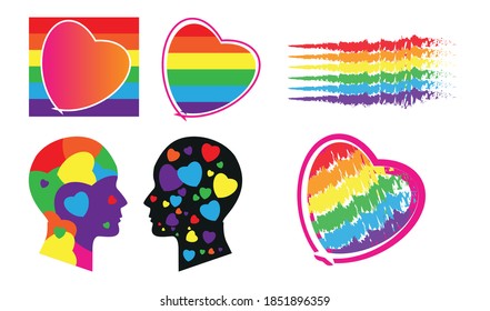 LGBT (Lesbian Gay Bisexual Transgender) LGBT flag. Rainbow hearth concept. Card and poster background design. 