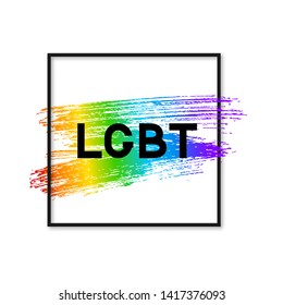 LGBT lettering on pencil strokes textured flag the colors of the rainbow. Symbol of lesbian, gay pride, bisexual, transgender social movements. Easy to edit vector design template.