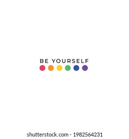 LGBT LGBTQ+ Pride Hearts and Slogans Social Media Post Template. Love is Love, Be Proud, Be Yourself. Hearts in LGBT Flag Colours. Vector Design Element for LGBT Pride Social Post, Square Banner, Logo