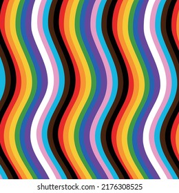 Plantilla de publicación del Orgullo LGBT LGBTQ+ y eslóganes en medios sociales. El amor es el amor, sé orgulloso, sé tú mismo. Corazones con colores de bandera LGBT. Elemento de diseño de vectores para publicación social del orgullo LGBT, pancarta cuadrada, logotipo