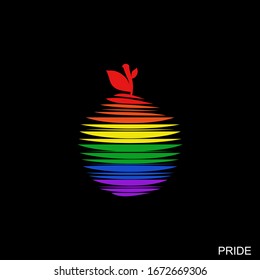 LGBT LGBTQ pride month flag Fruit logo sign background Rainbow love concept Tattoo Modern creative design Human rights and tolerance Fashion print for clothes apparel greeting invitation card Vector