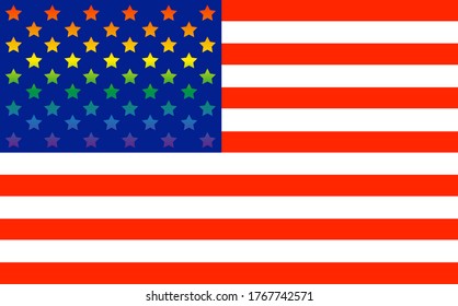 lgbt, lgbtqia pride month. Vector banner, poster for social networks, media. Concept with the LGBT rainbow flag and the text June lgbtqia pride month. USA flag.