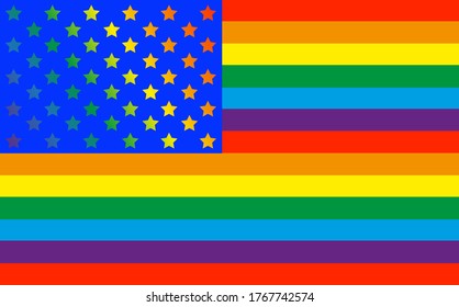 lgbt, lgbtqia pride month. Vector banner, poster for social networks, media. Concept with the LGBT rainbow flag and the text June lgbtqia pride month. USA flag.