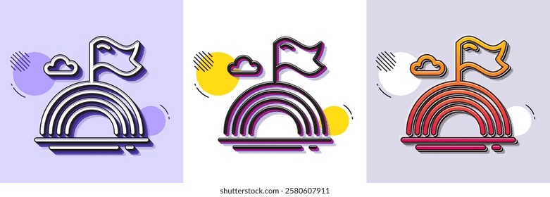 Lgbt line icon. Halftone dotted pattern. Gradient icon with grain shadow. Pride flag with rainbow sign. Gender diversity symbol. Line lgbt icon. Various designs. Vector