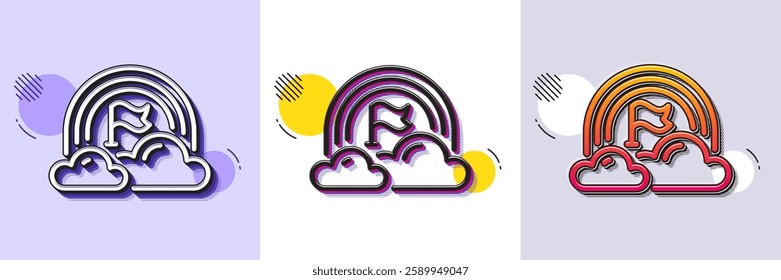 Lgbt line icon. Halftone dotted pattern. Gradient icon with grain shadow. Pride flag with rainbow sign. Gender diversity symbol. Line lgbt icon. Various designs. Vector