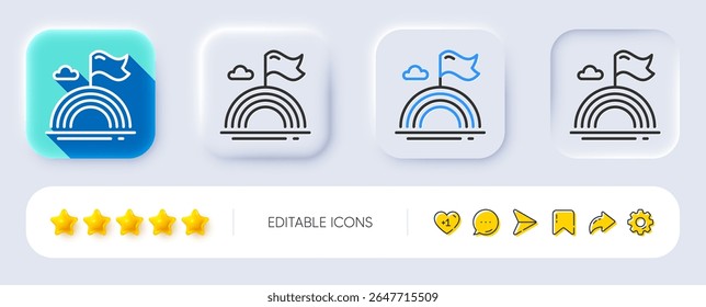 Lgbt line icon. Neumorphic, Flat shadow, 3d buttons. Pride flag with rainbow sign. Gender diversity symbol. Line lgbt icon. Social media icons. Vector