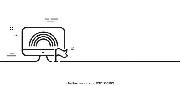 Lgbt line icon. Pride flag with rainbow sign. Gender diversity symbol. Minimal line illustration background. Lgbt line icon pattern banner. White web template concept. Vector