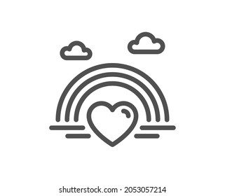 Lgbt line icon. Pride rainbow with heart sign. Gender diversity symbol. Quality design element. Line style lgbt icon. Editable stroke. Vector