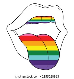 Lgbt Lip line art vector . Lgbt line art with colours background