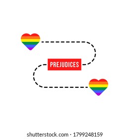 Lgbt Love With Social Barriers And Prejudices. Flat Simple Style Trend Modern Proud Logo Graphic Design Isolated On White Background. Concept Of Preconceived Notion About Free Romance In Community