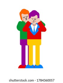 LGBT Lovers ame closes your eyes from behind. Loving couple Homosexual relationship. Romantic relationship. Love illustration 6
