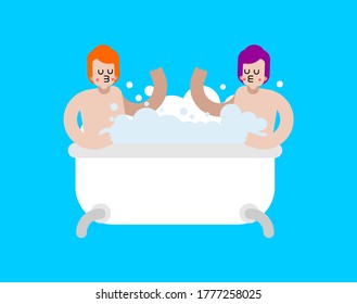 LGBT Lovers Bathing in bath. Loving couple Homosexual relationship. Romantic relationship. Love illustration 5 
