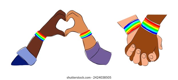 LGBT Lovers couple holding hands vector isolated.