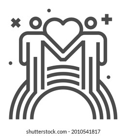 Matrimonio Lgbt, icono de vector de línea cuadrada