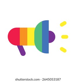LGBT, megaphone. Vector linear icon isolated on white background.