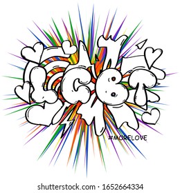 LGBT month pride flag logo firework icon Graffiti hand drawn doodle Rainbow love concept Human rights and tolerance Cartoondesign Fashion print clothes apparel greeting invitation card banner poster