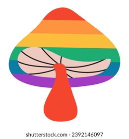 LGBT mushroom isolated on white background. Rainbow. Symbol of the LGBT pride community.