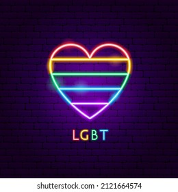 Etiqueta de neón LGBT. Ilustración vectorial de la promoción del orgullo.