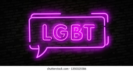 LGBT neon logo, light banner design element colorful modern design trend, night bright advertising, bright sign. Vector illustration