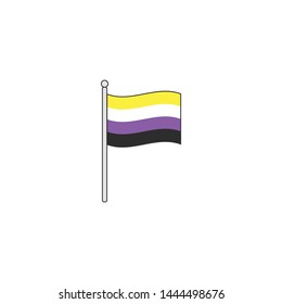 LGBT Non-Binary Waving Flag Vector Illustration Eps