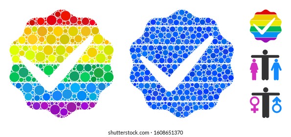 For LGBT only mosaic of round dots in variable sizes and color tints, based on for LGBT only icon. Vector round dots are united into blue illustration.