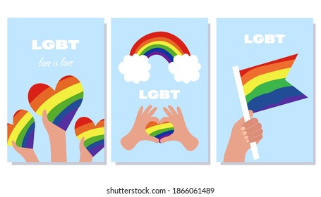 
Juego de volantes del desfile de Lgbt. Ilustración vectorial.