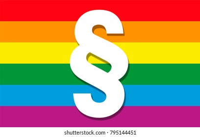 LGBT paragraph sign - symbol for gay rights, judgment, legislation and laws concerning homosexual life issues - vector icon illustration.