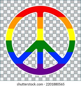 LGBT Peace Sign. Rainbow color palette Pride symbol Isolated on transparent background. Vector Illustration.