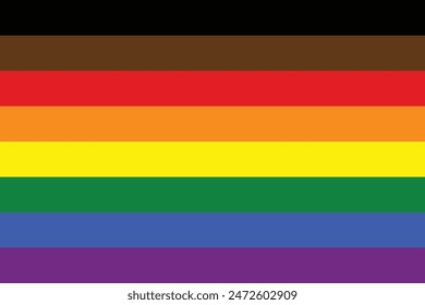 LGBT Philadelphia pride flag. Black and latino inclusive pride flag.