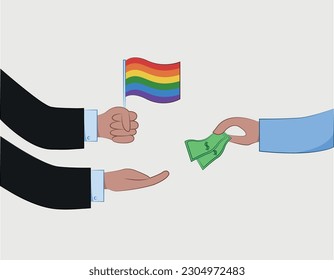 lgbt pink washing, rainbow washing vector illustration