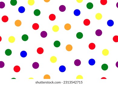 LGBT polka dot random seamless pattern white background. rainbow pride symbol.