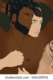 LGBT. Portrait of passionate lovers. Vector illustration. 