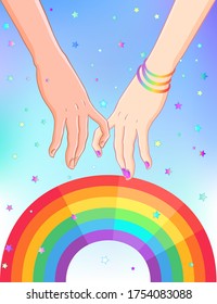 LGBT poster design. Gay Pride. LGBTQ concept. Isolated vector colorful illustration. Sticker, patch, t-shirt print, greeting card, banner.