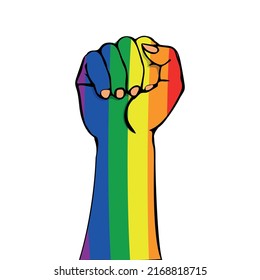 LGBT poster design. The rainbow rose for the first time. Joyful pride. LGBTQ concept. Isolated vector colorful illustration. Sticker, patch, t-shirt print, greeting card, banner.