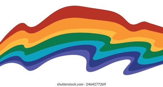 LGBT pride abstract hand drawn background. Doodle rainbow color wave isolated on white background.