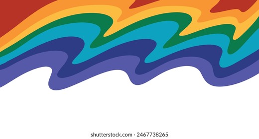 LGBT pride abstract hand drawn background. Doodle rainbow color wave isolated on white background.