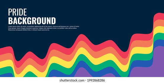 Fondo de onda abstracto del orgullo LGBT. Fondo vectorial con colores arcoiris. Plantilla de cartel vectorial para el mes del orgullo